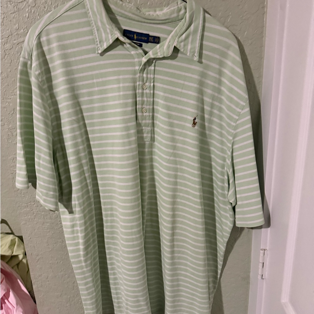 Polo by Ralph Lauren Men's Green Striped Shirt
